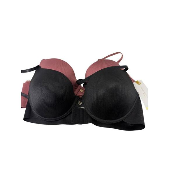 Adrienne Vittadini Bra 2 Pack Mauve Black Padded Underwire 38C - Picture 1 of 4